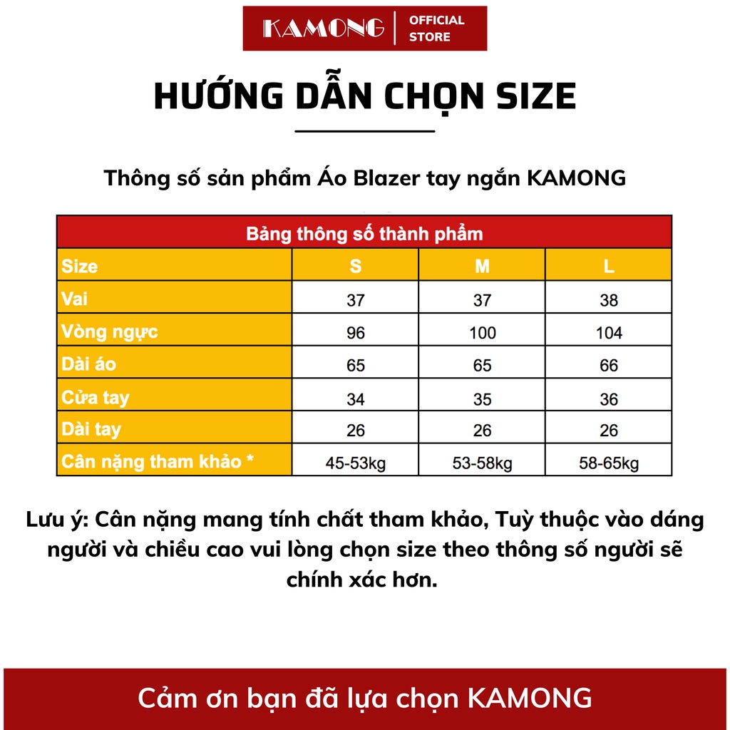 Mô tả Áo blazer nữ tay ngắn KAMONG phong cách công sở nhiều màu, nhiều size A137 - 1