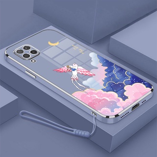 Ốp Điện Thoại Viền Mềm Mạ Điện In Hoạt Hình Kèm Dây Đeo Cho Samsung a12 a10 a10s a11 a13 a20 a30 a20s