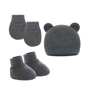 Bộ 3 Găng Tay Và Mũ Beanie Dành Cho Bé Trai Gái 0-6 Tháng Tuổi