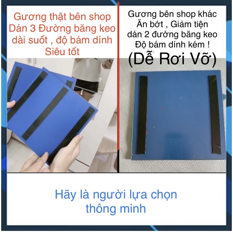 Gương dán tường soi toàn thân, dán cánh tủ áo kích thước 20x20 vuông giá 1 tấm