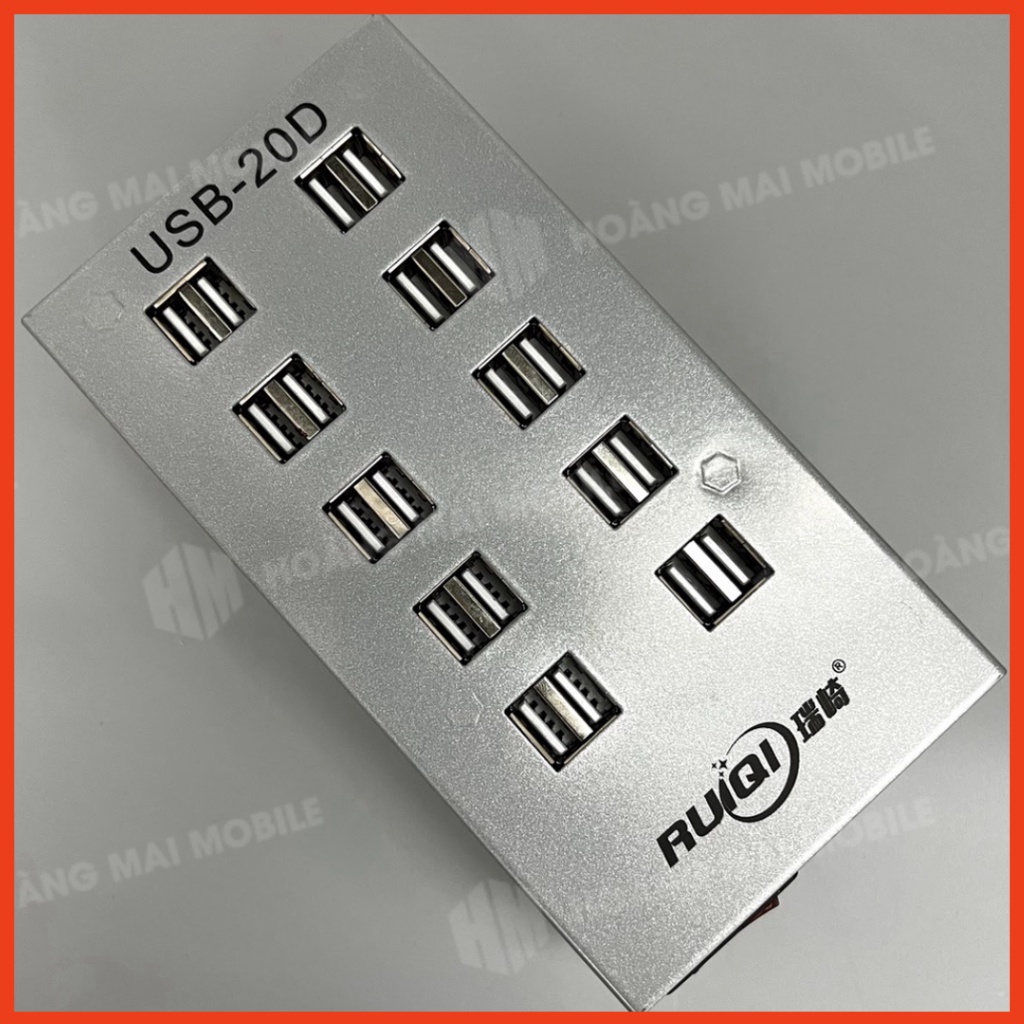 Ổ cắm sạc USB 20 cổng RUIQI 75W sạc đồng thời nhiều điện thoại, máy test, thiết bị USB