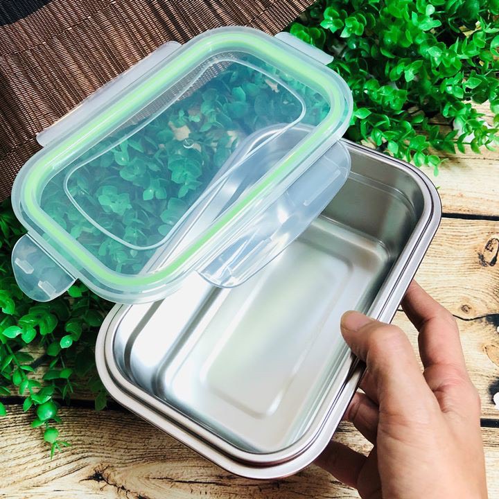 Hộp INOX ĐỰNG THỰC PHẨM NẮP NHỰA - đựng topping trà sữa thực phẩm đông lạnh đủ size