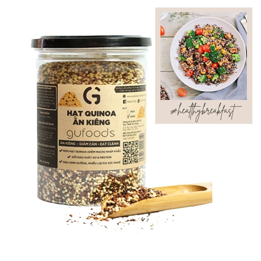 Hạt quinoa (diêm mạch) 3 màu ăn kiêng GUfoods - Giảm cân, Eat clean, Giàu lợi ích sức khoẻ (100g/400g)