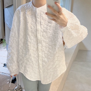Áo Sơ Mi Tay Dài Phồng Dáng Rộng Thêu Họa Tiết Baju Baju Wanita Lengan Panjang Hàng Mới Có Sẵn