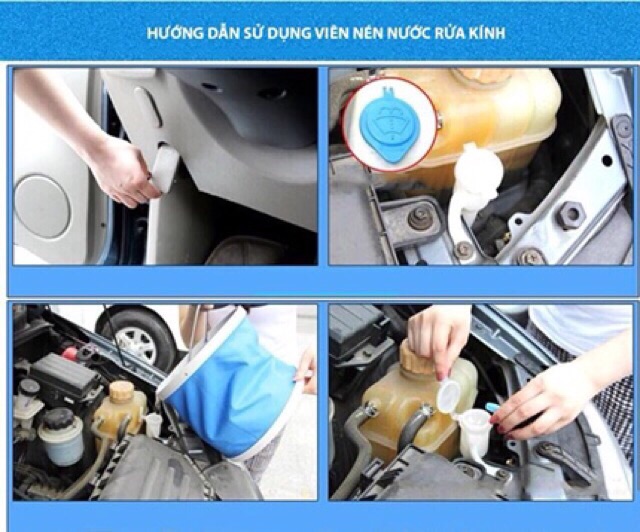 1 Viên sủi rửa kính xe ô tô hàng chính hãng - 1 viên sủi hòa tan với 4 lít nước sạch - Khải Huy Scar