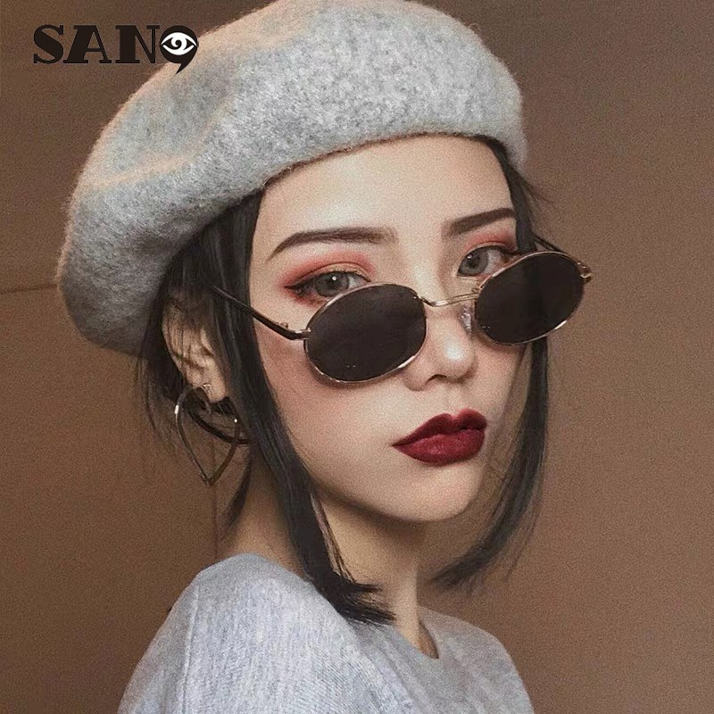 Kính râm phong cách Hip-hop gọng kim loại tròng oval độc đáo | Shopee ...