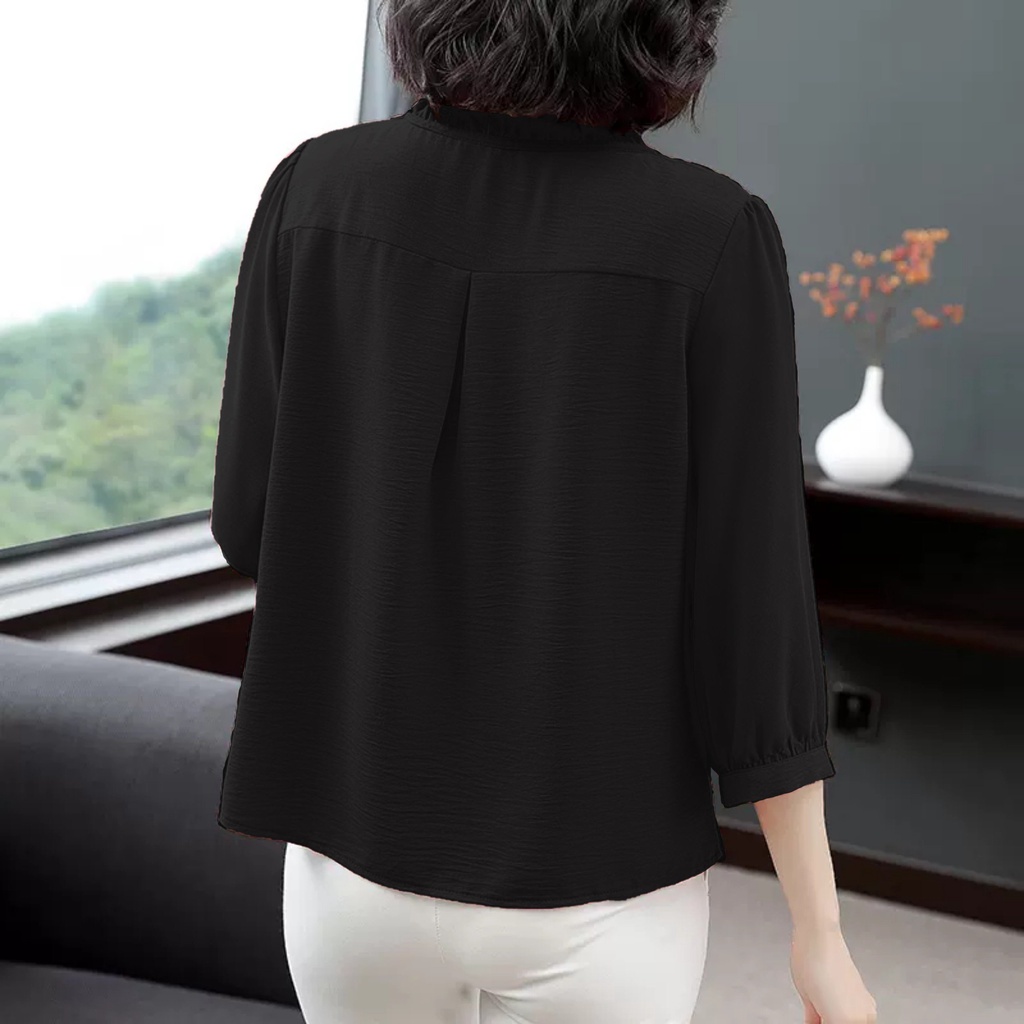 Ảnh Bộ Đồ Trung Niên MAI THY S569, Set Áo Cổ Bèo Phối Quần Thun Trung Niên BigSize 90Kg | Thời Trang Trung Niên U40 1