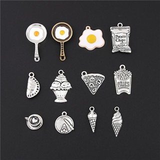 10 Chiếc Cổ Bạc / Đồng Khoai Tây Chiên Quyến Rũ Đồ Ăn Nhẹ Hàng Ngày Mặt Dây Chuyền Thực Phẩm Quà Tặng Vòng Cổ Bông Tai Diy Trang Sức Dropshipping