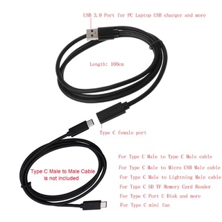 USB 3.0 Male to Type C Female Adapter Cable for USB C Charging and Data Sync 1m