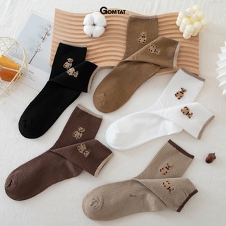 Set 5 đôi tất vớ cao cổ nữ cute thời trang GOMTAT họa tiết chú gấu dễ thương, chất liệu mềm mại thoáng mát  -CBCC83