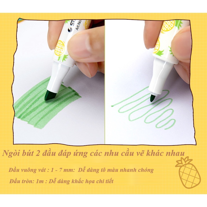 Set 6 Bút Dạ đánh dấu nhớ dòng 2 Đầu STA FRUITY MARKET Light Color Thơm Ngát Mùi Dứa Ấn Tượng Độc Đáo. MS: STA3201