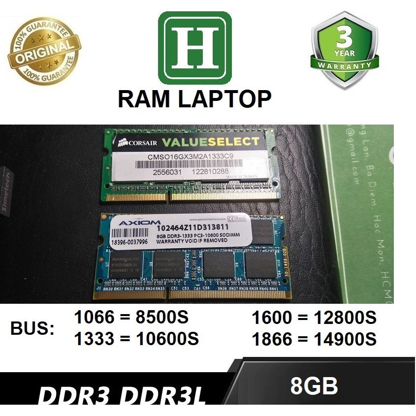 Ram Laptop PC3 8Gb bus 1333 - 10600s bảo hành 6 tháng | Shopee Việt Nam
