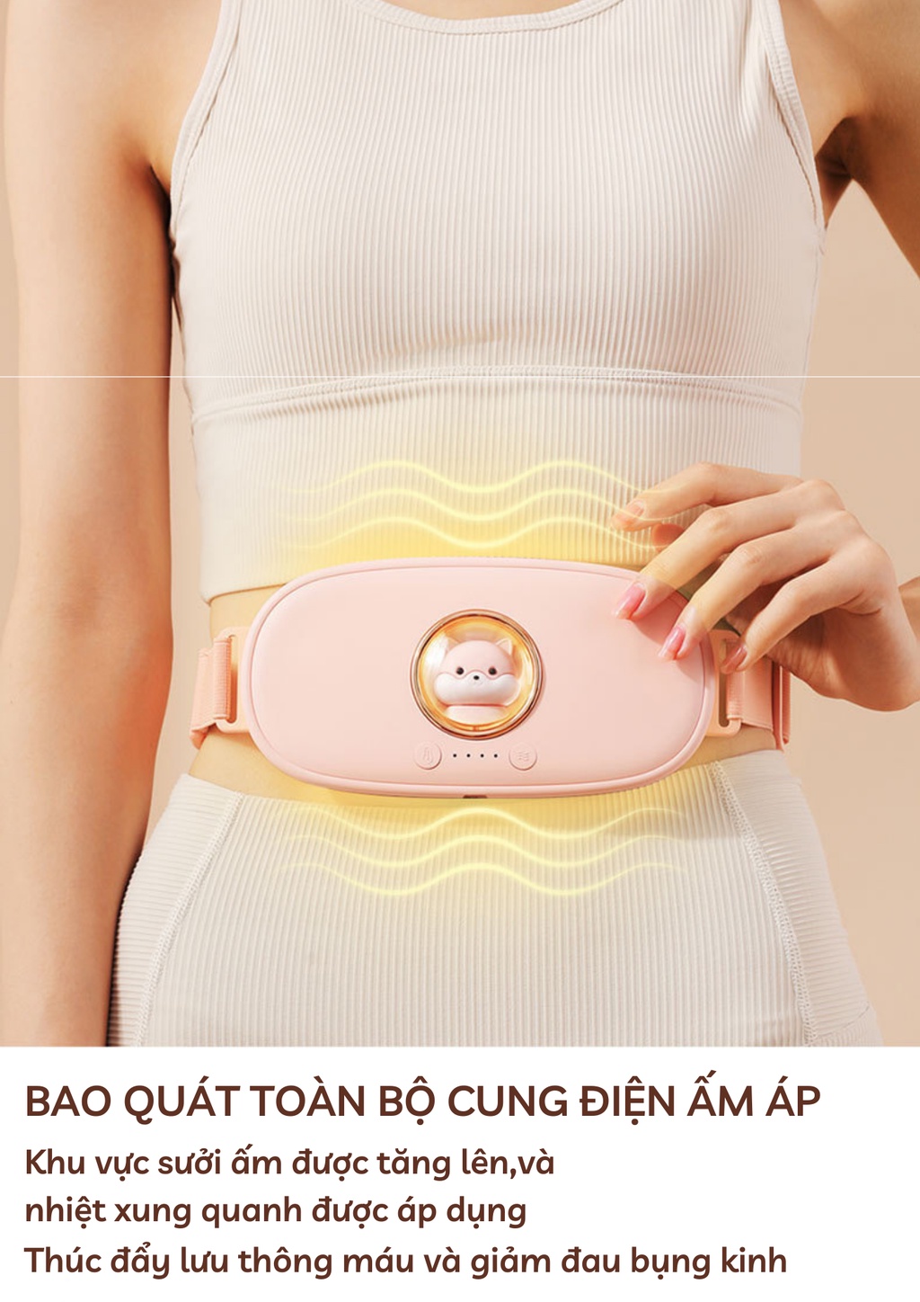 Mô tả Đai đeo massage chườm ấm giảm đau bụng kinh nguyệt HOKU làm ấm bụng tử cung cho phụ nữ quà tặng bạn nữ DSB01 - 3