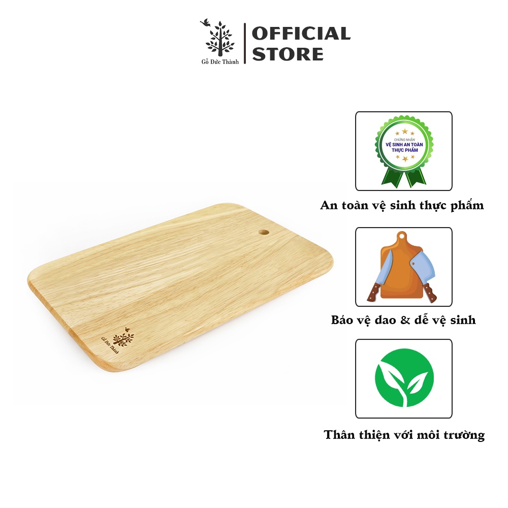 Thớt gỗ chữ nhật mỏng, có lỗ treo - Gỗ Đức Thành - 02901 - Đạt chứng nhận vệ sinh an toàn thực phẩm