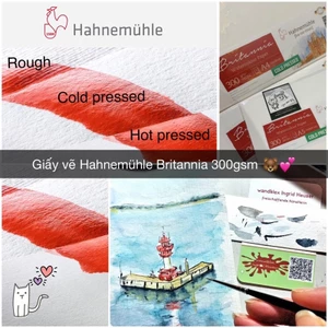 Giấy vẽ HAHNEMUHLE Britannia 300gsm VÂN HOT/ COLD từ Đức size a5 - a4 🐻🌼
