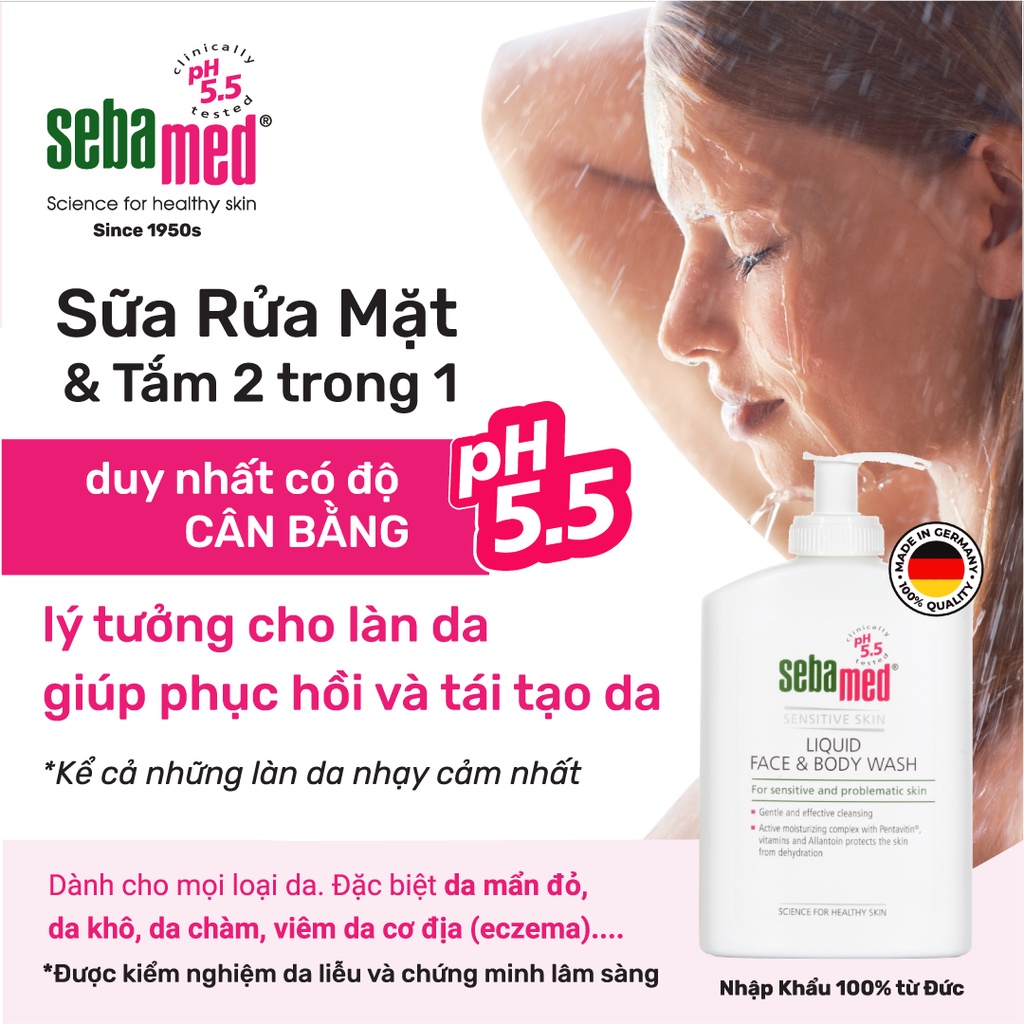Ảnh Sample Sữa rửa mặt và tắm toàn thân cho da nhạy cảm Sebamed pH5.5 - 10ml 2