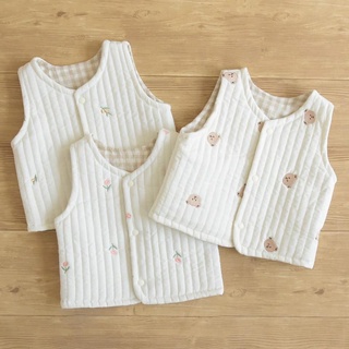 Áo Gile 2 mặt cotton trần bông siêu nhẹ họa tiết thêu xinh xắn Hàn Quốc