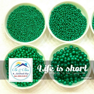 Hạt Trai Hạt Bẹt Màu Xanh Két Đủ Size 3-4-5-6-8-10mm Đính Kết Trang Phục - Phụ Kiện