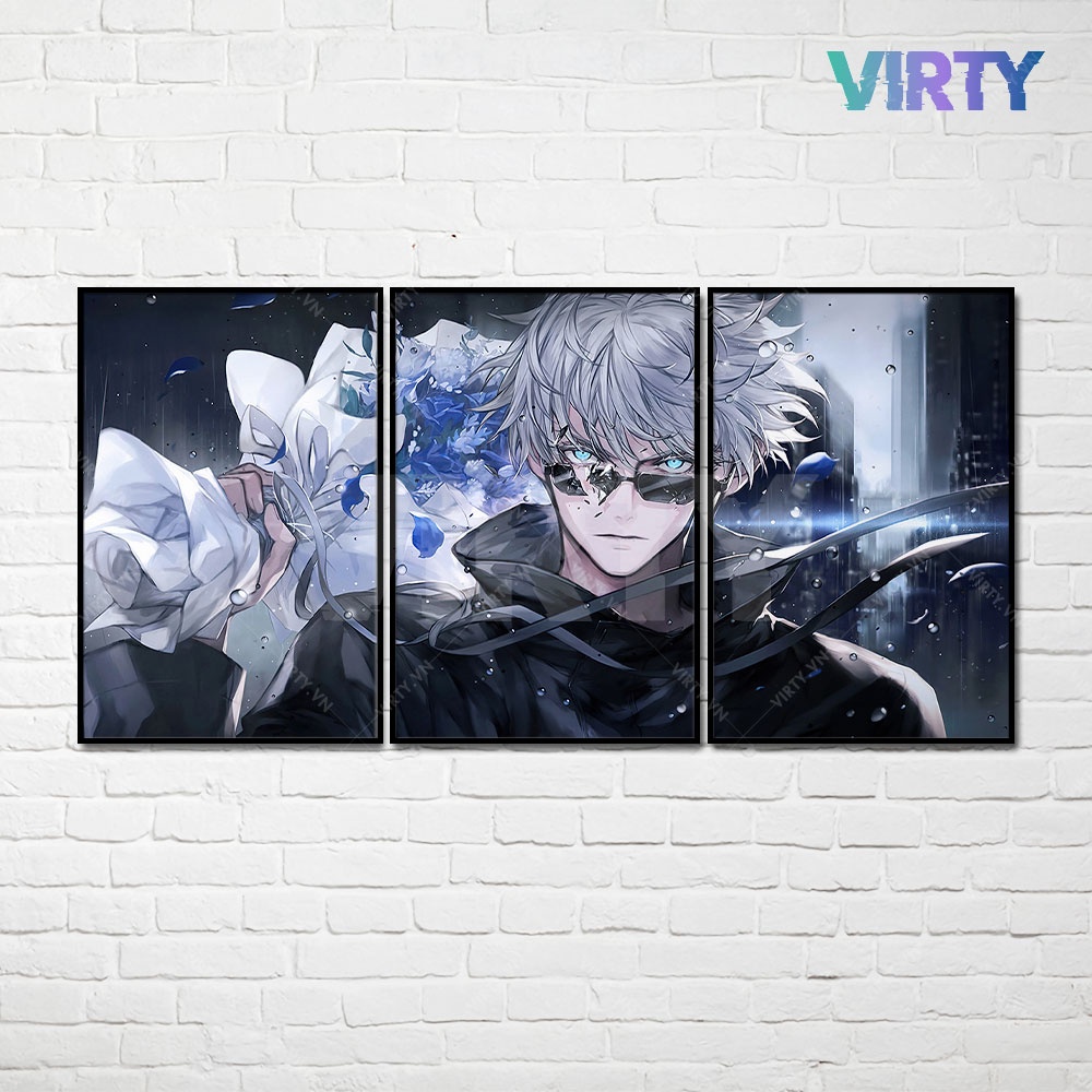 Bộ 3 Tranh treo tường anime JUJUTSU KAISEN kèm khung composite VIRTY ...