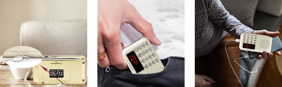 Mô tả Radio Kỹ Thuật Số Retekess PR11 FM AM Kèm Máy Nghe Nhạc MP3 Màu Đỏ Hoặc Vàng Kèm Màn Hình Hiển Thị - 3