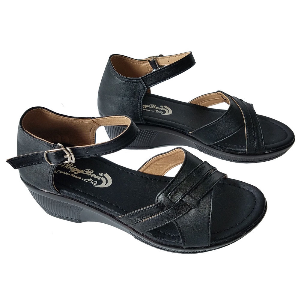 Giày Sandal Đế Xuồng Da Bò Thời Trang BIGGBEN Cao 5cm HKD572