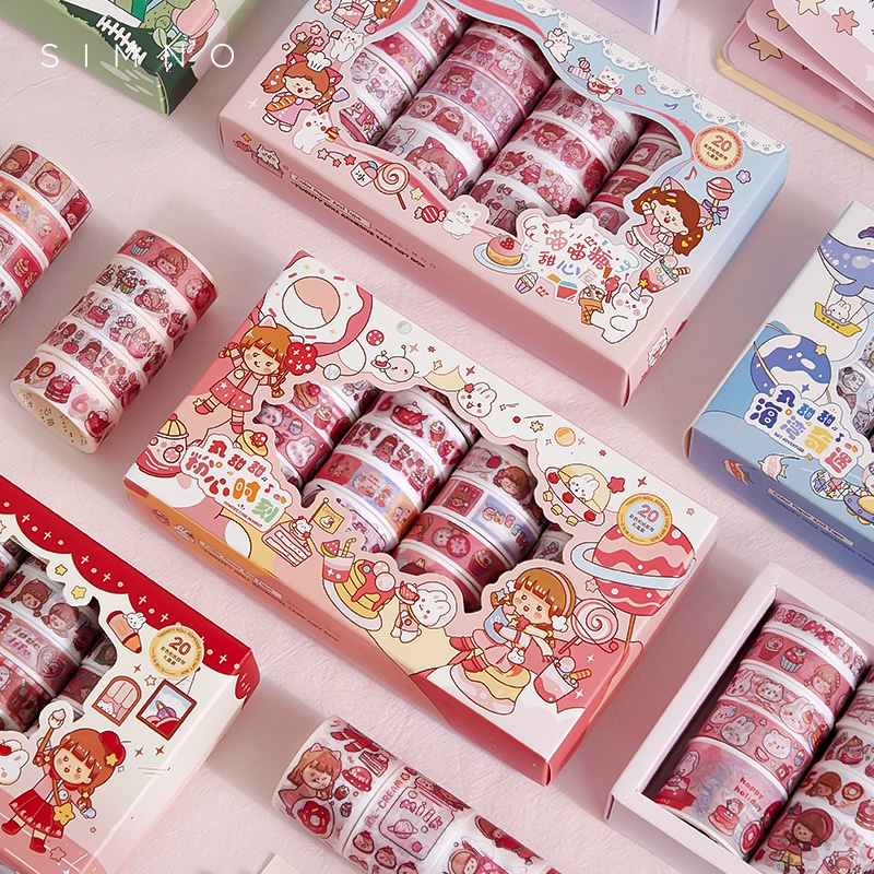 Hộp Sticker 20 Cuộn Băng Dán Nhiều Màu Dễ Thương - Hình Dán Trang Trí ...