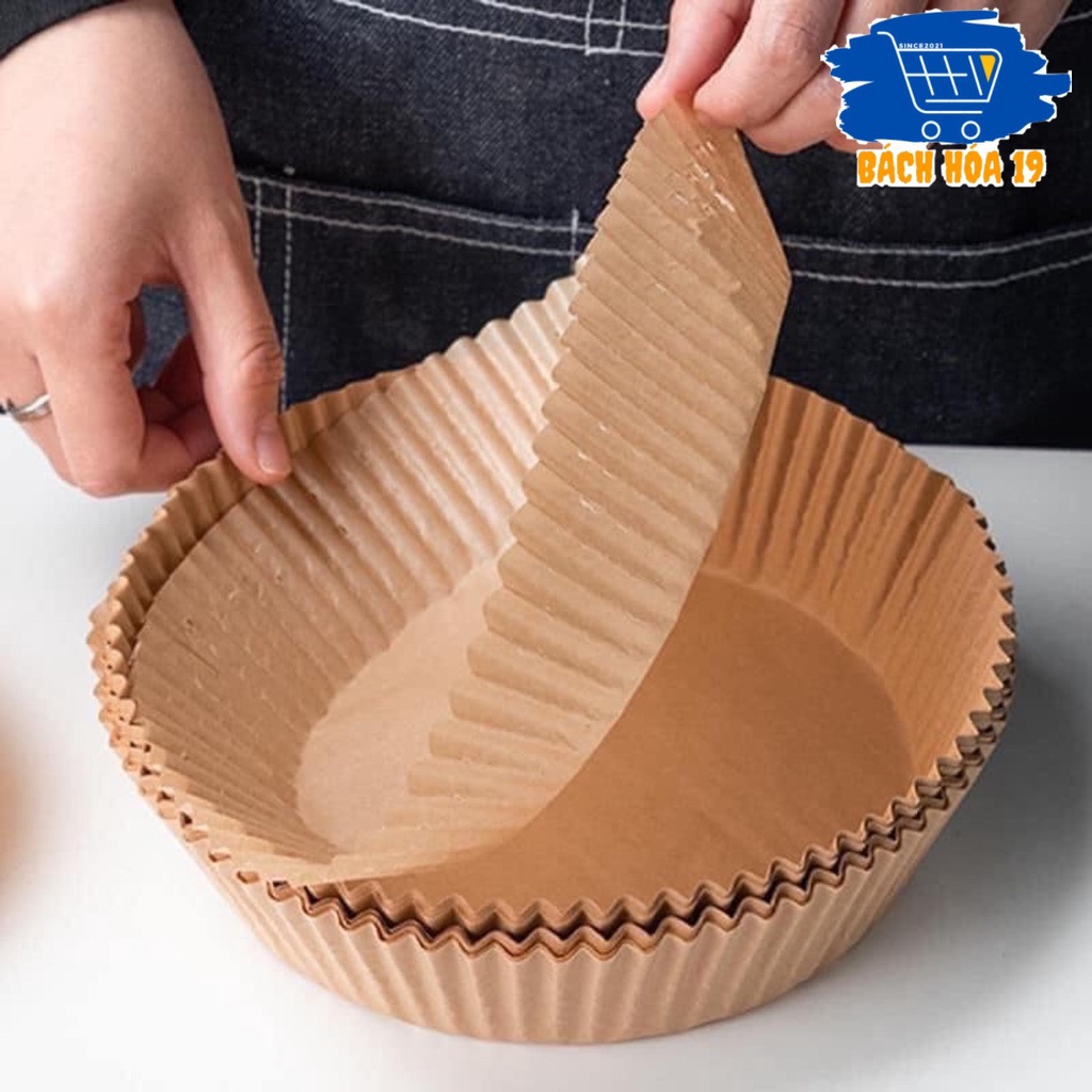 Giấy lót nồi chiên không dầu dạng khay 50 tờ theo khuôn phù hợp với nồi chiên không dầu, đa năng tiện dụng