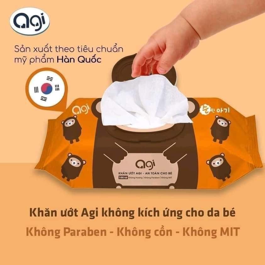 Khăn ướt Agi không mùi 100 tờ cho bé