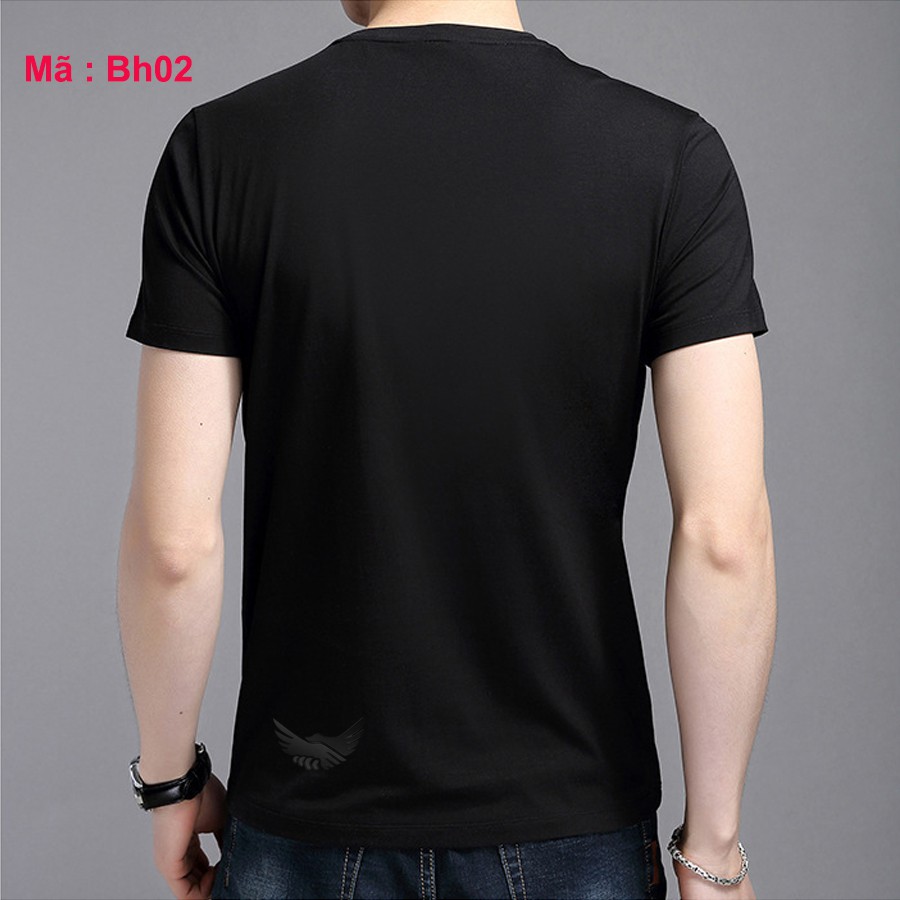 [hot] Áo thun nam cổ tròn trơn màu đen
