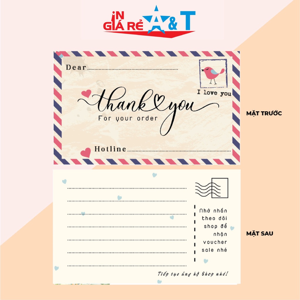THẺ CẢM ƠN/THANKS CARD - NỘI DUNG TỰ VIẾT -  HÀNG CÓ SẴN 100 CÁI