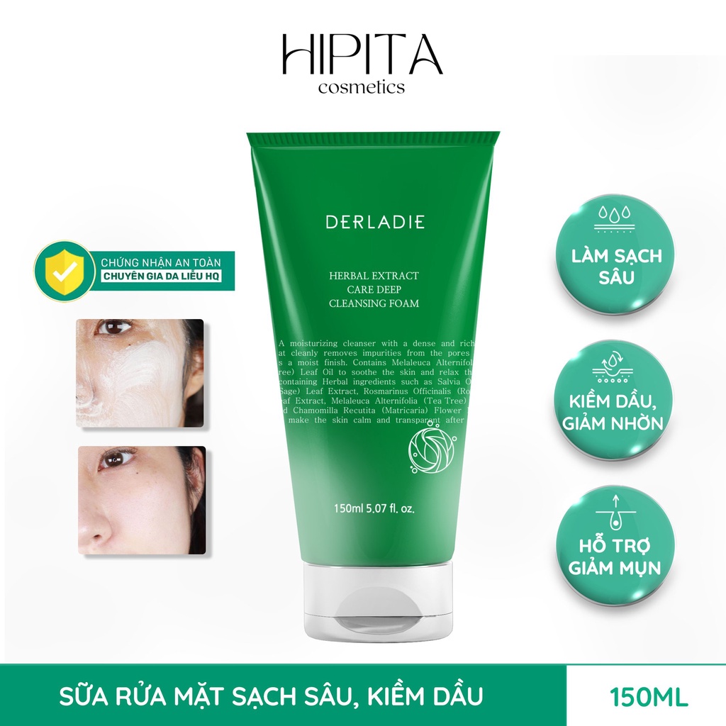 Ảnh Sữa Rửa Mặt Tràm Trà Sạch Sâu, Kiềm Dầu Derladie Herbal Extract Care Deep Cleansing Foam 1