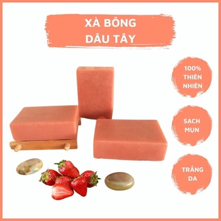 Xà Phòng Dâu Tây  Giảm Thâm Mụn Sáng Da Và Hiệu Quả Chiết Xuất 100% Thiên Nhiên Xà Phòng Dâu Tây 100gr
