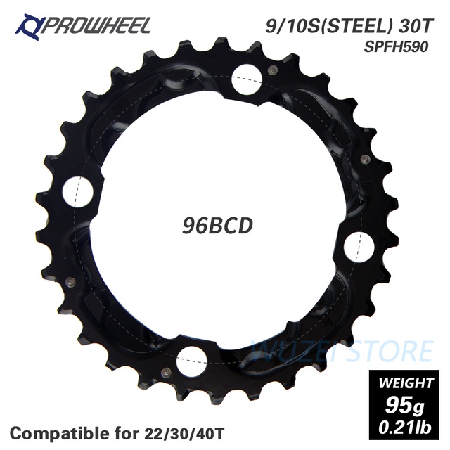 PROWHEEL Mountain Bike Round Chainring 64/96/104BCD 22T 24T 30T 32T 40T ...