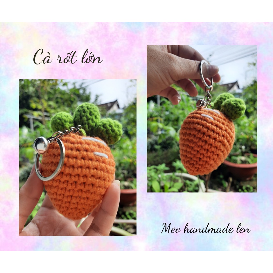 Móc khóa củ cà rốt - Handmade len - Amigurumi (có chuông)