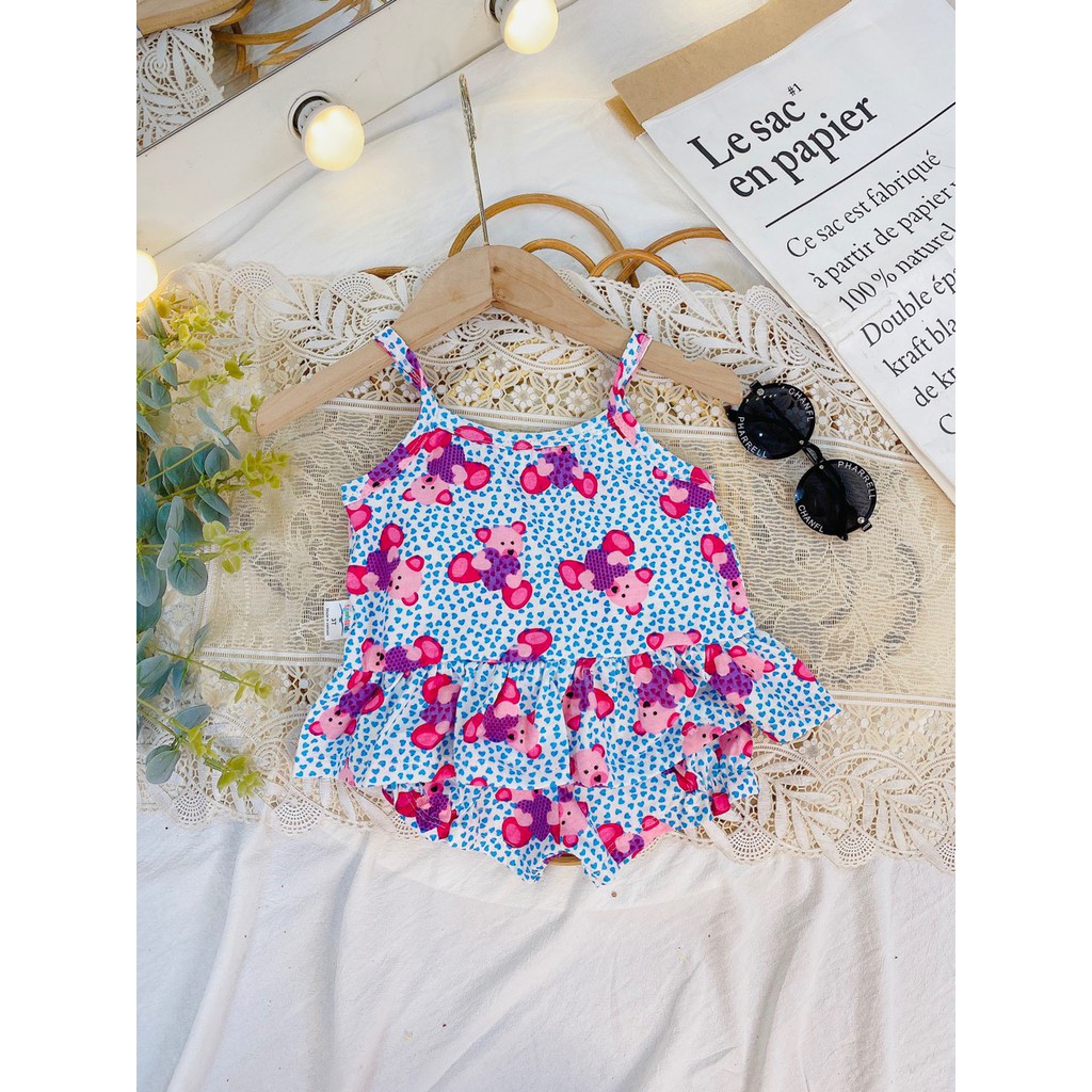 Bộ Hai Dây Dáng BabyDoll Cotton Xuất Xịn Siêu Mát Siêu Xinh Cho Bé Gái 9-21kg