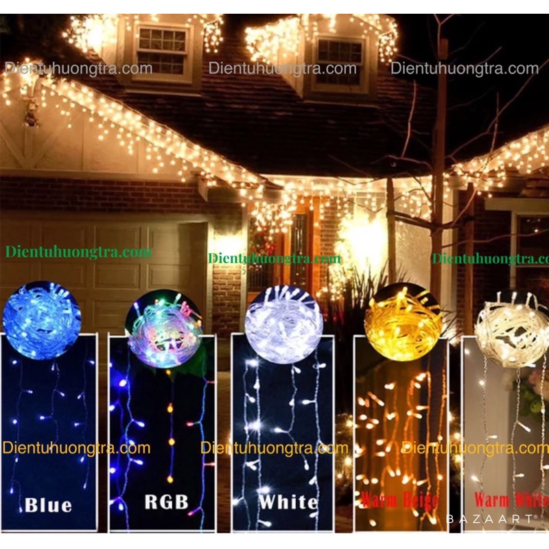 [8m x 0,6m] Dây đèn led rèm NGÂN HÀ ngang 8m & dài 0.6m ánh sáng trắng