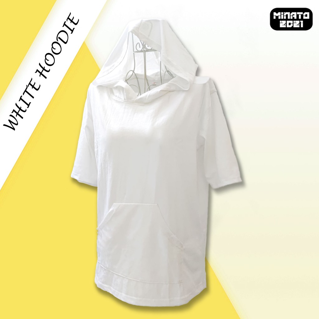 Áo Thun Hoodie Tay Ngắn Nam Nữ Unisex Form Vừa Fit Trơn