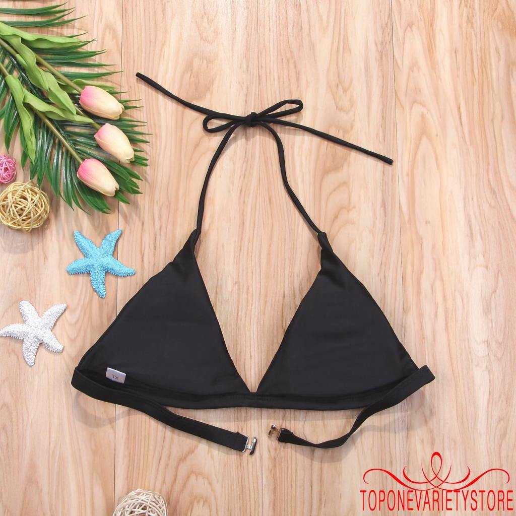 Áo Bikini mùa hè dành cho nữ, Áo ngực dây có đệm màu trơn miễn phí, Khóa lưng tam giác Áo tắm
