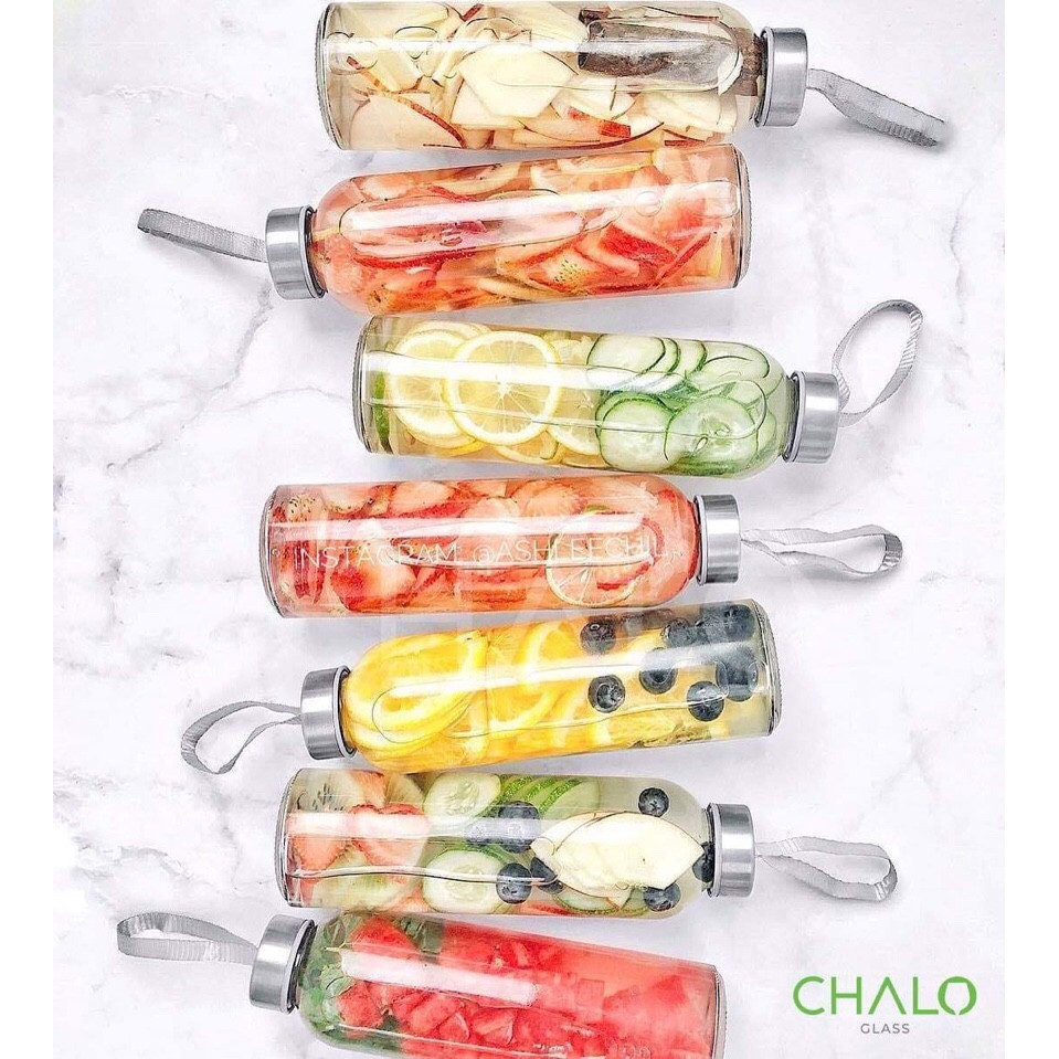 Set 20 Bình Detox Thủy Tinh 500ml - Chai Đựng Nước Thủy Tinh Có Quai Xách