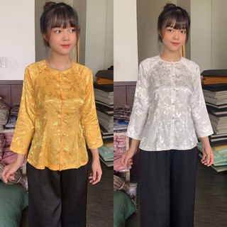 Bà Ba Gấm Cao Cấp # QuầnĐen # Jacket Top Kem Dress Women