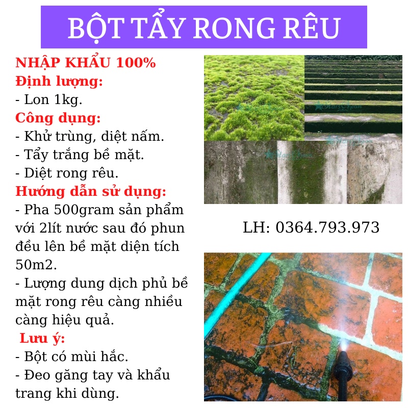 [SRMAR4574-Giảm 50% tối đa 20K đơn từ 0Đ]Bột Tẩy Rong Rêu Sân Xi Măng ...