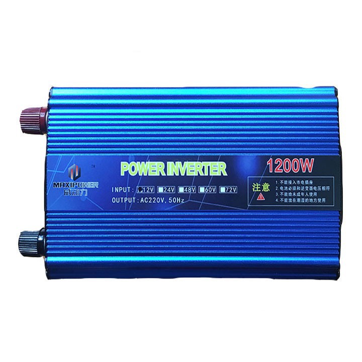 Bộ đổi điện 12v lên 220v, bộ kích điện 220v MAXIPOWER 1200W thiết kế gọn nhẹ, an toàn khi sử dụng.