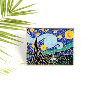 Ghim Cài Áo Họa Tiết Tranh Sơn Dầu Vincent Van Gogh Thời Trang