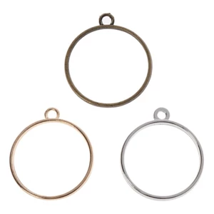 Yoo 10 Chiếc Bộ Sáng Tạo Khung Trống Viền Trang Sức Làm DIY UV Tròn Mặt Dây Chuyền Fr