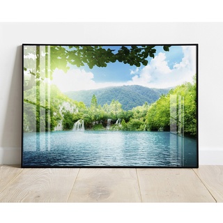 Tranh Tráng Gương Laminate Treo Tường Phong Cảnh Thác Nước - Treo Phòng Khách, Phòng Làm Việc