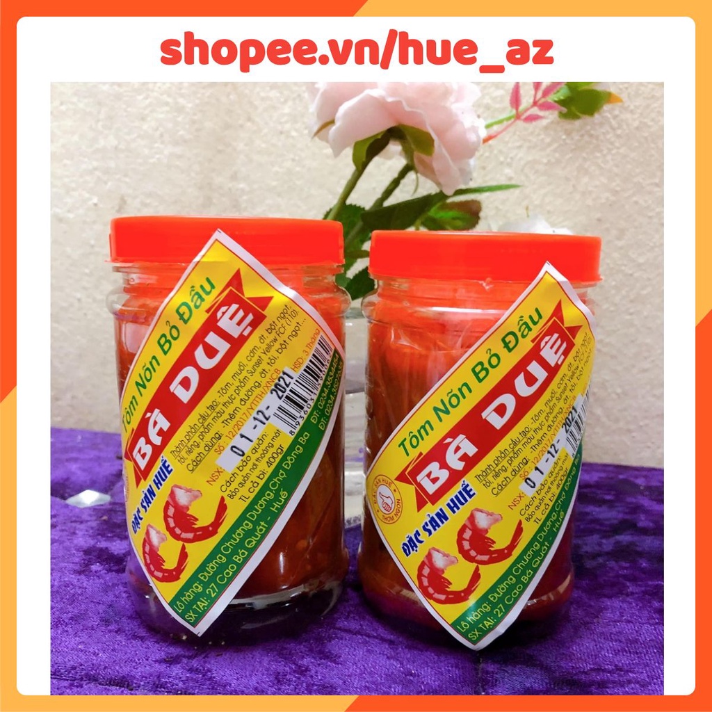 Combo 2 hủ 400GR (hủ 400g) Tôm chua Bà Duệ tôm nõn bỏ đầu - Đặc sản Huế