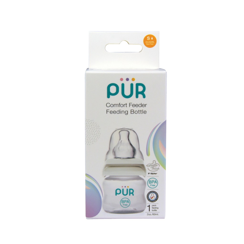 Ảnh Bình sữa cổ thường Pur - Comfort Feeder 60ml cho bé sơ sinh, có sẵn 1 núm size S trong bình 2