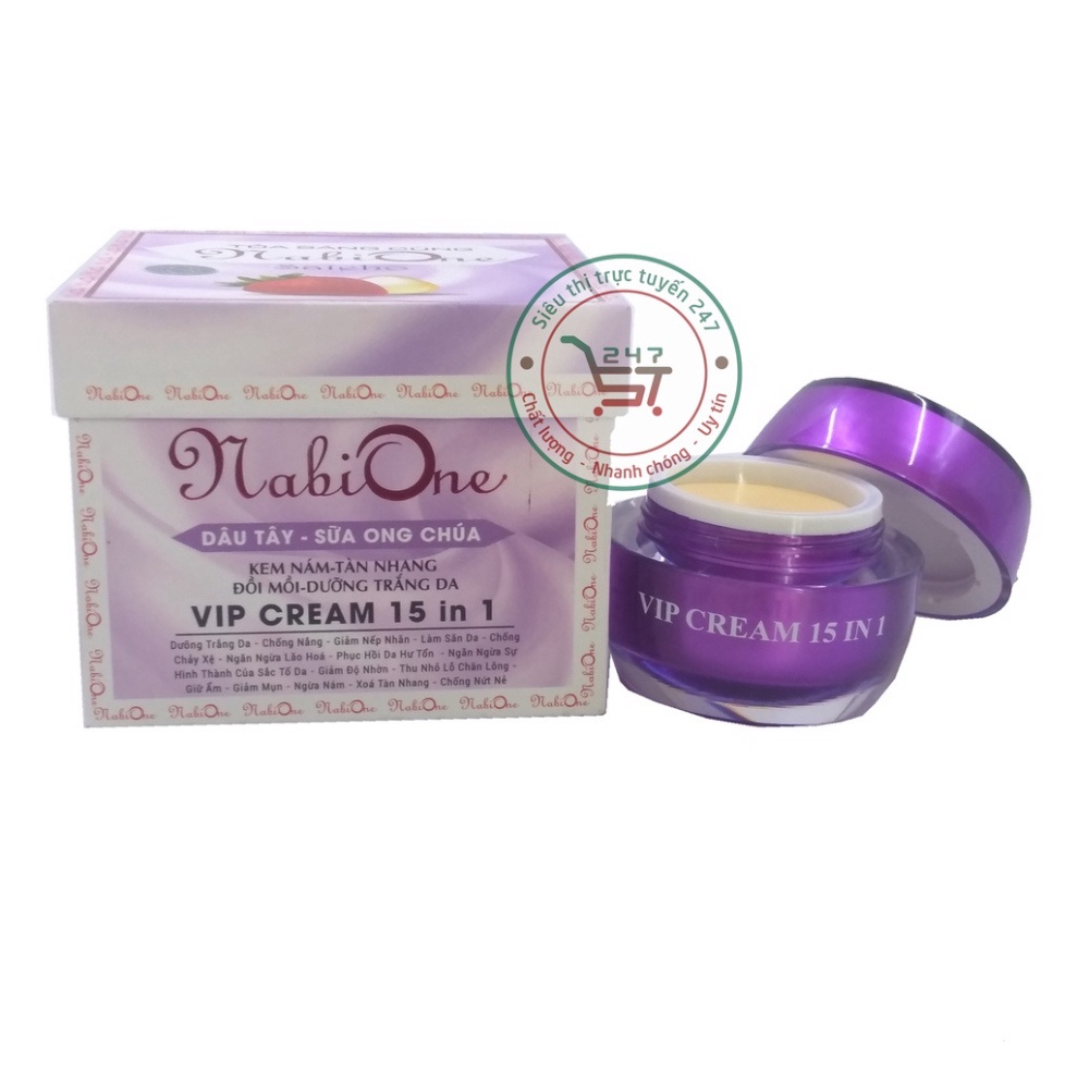 Kem Nám Tàn nhang dưỡng Trắng da Đồi mồi Phục hồi da Dâu tây Sữa ong chúa NaBi One 15in1 35g (Trắng-Tím)