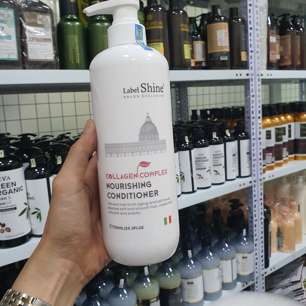 Cặp Dầu Gội Xả LABEL SHINE 750ml | Hỗ Trợ Giảm Dầu Bết, Làm Phồng Chân Tóc, Dưỡng Tóc Mềm Mượt.
