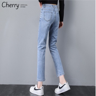 Quần Jean Nữ Ống Đứng CHERRY Dáng Lửng, Suông, Chất Jean Hàng Xuất Đẹp Có Co Giãn Nhẹ T029